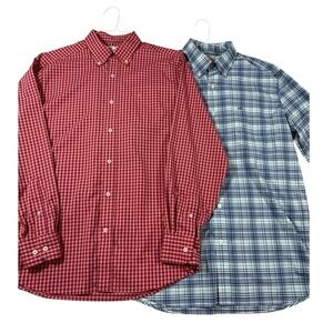 Lot of 2 Southern Tide Intercoastal Performance Shirts Mens Medium Gingham Plaid